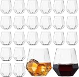 Xaztr 24 Pack Plastic Stemless Wine Glasses, 350ml Clear Unbreakable Wine Cups Reusable Shatterproof Drinking Glasses for Cocktail Whiskey Outdoor Party Bar
