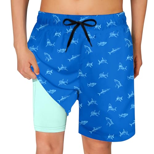 Image of Cozople Boys Swim Trunks Compression Liner Swim Shorts Quick Dry Bathing Suit with Boxer Brief Swimwear 2-20T