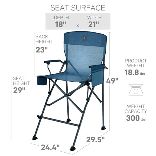 EVER ADVANCED Tall Directors Chair 31" Foldable Camping Mesh Blue by EVER ADVANCED - Used condition - Image 3