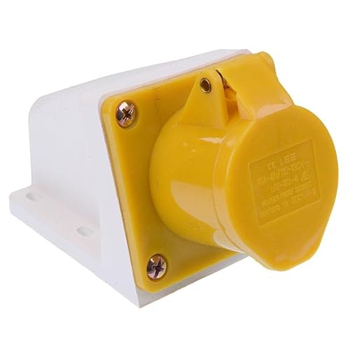 Image of Yellow 16A 110V 2P+E Industrial Surface Mount Socket IP44 1-2.5mm² cable IEC60309-1/2