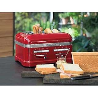 Kitchenaid tostapane - Artisan - Toaster 4 fette con scomparti extra-large e pinze autocentranti - Macchina per Toast con 7 Livelli di Doratura - Retro - Rosso mela metallizzato