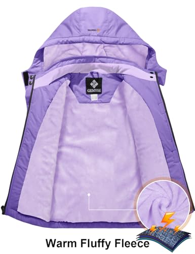 GEMYSE Girl's Waterproof Ski Snow Jacket Hooded Fleece Lined Windproof Winter Jacket3