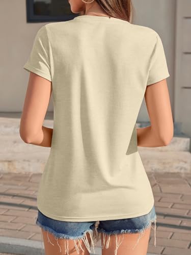 Image of UNCLECAT Womens Short Sleeve Tops Summer Basic T Shirts Crewneck Causal Tee | Solid Color, Trendy Fashion Clothes, Casual Basic Tee