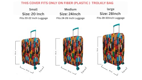 Image of Printed Travel Luggage Cover for Suitcase - Stretchable & Scratchproof Trolley Bag Protector (1, Colorful Wooden, Medium)
