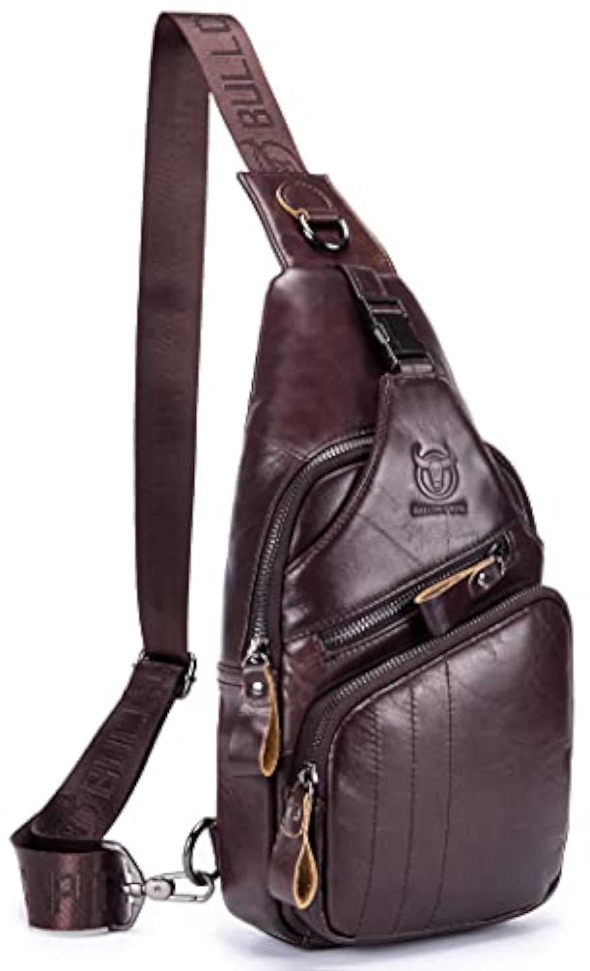 Genuine Leather Sling Chest Bag for Men, Casual Multipurpose