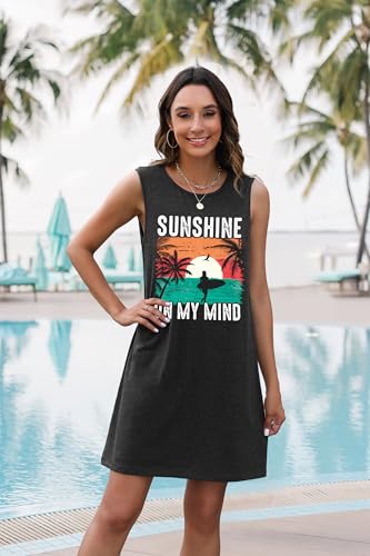 Image of MYHALF Summer Tank Dress for Women Sleeveless Beach Vacation Sundress Short Coconut Tree Sun Dress Casual Coverup
