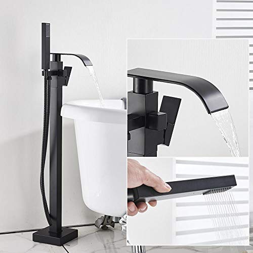 Robinet monté sur sol noir mélangeur baignoire îlot colonne sur pied salle de bain