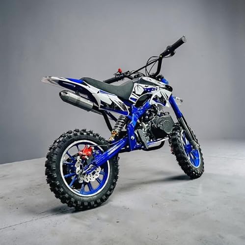 Image of Amaze ZR Super 50cc Petrol Dirt Bike for Kids | 2 Stroke Mini Off Road Bike | Dual Start | Disc Brake | Rear Suspension | Max Speed 45 km /h | Kids Mini Motorcycle (Multicolor Chassis) (Blue)