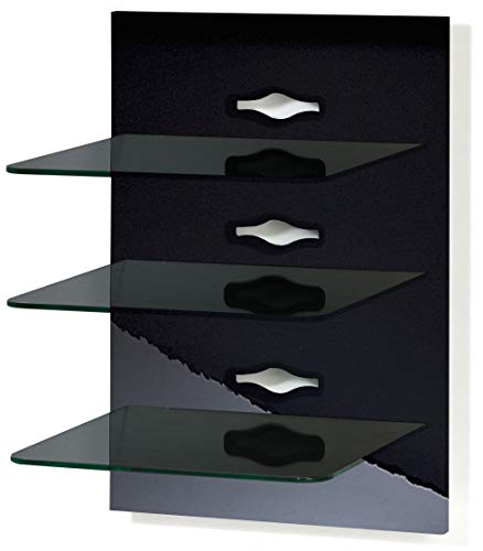 VCM Paneel Hifi Halterung Receiver DVD-Player Möbel Konsole Wandregal Regal Schwarz/Schwarzglas "Xeno-1