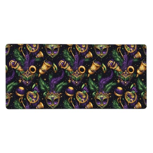 Grand tapis de souris de jeu avec bords cousus et base caoutchouc style mascarade