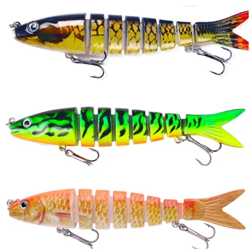 Fishing Lures for Freshwater and Saltwater, 3-Pack Lifelike Swimbait for Murray Cod Australian Bass Golden Perch Crappie, Amazing Fishing Gifts for Men, Must-Have for Family Fishing Gear