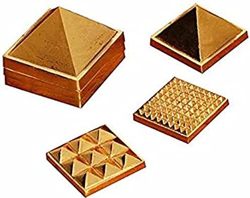 3D 1" X 1" x 1" ASHTADHATU MERU PYRAMID 3 PLATE 91 PIRAMIDS YANTRA VASTU YANTRA