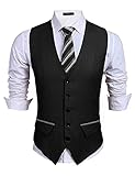 COOFANDY Herren Business Anzug Weste Slim Fit Kleid Weste Hochzeitsweste,Schwarz,S