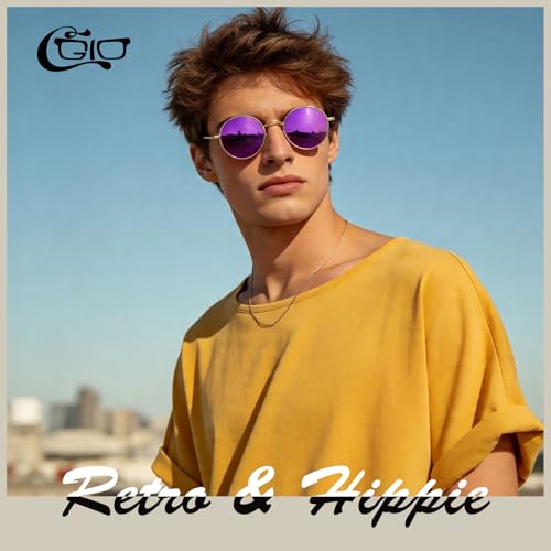 Image of CGID Retro Round Polarized Sunglasses Mens Womens Circle Metal Hippie Shades UV400 Protection E01