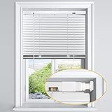 LazBlinds No Tools-No Drill 1' Aluminum Horizontal Mini Blinds Shades for Window Size 23'' W x 64'' H, Light Filtering Inside Installation, White