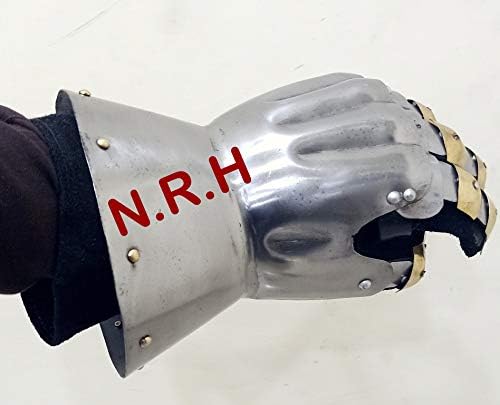 Nautical Replica Hub Medieval Knight Gauntlets Functional Armor Gloves Leather Steel SCA LARP Brass Design Armor Gloves