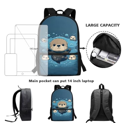 Girls Backpack Otter Baby Kids School Bags for Elementary Child Cute Book Bag for 1St 2Nd 3Rd Boys Bookbag with External Zipper Children Daypack,Easy to Carry 6