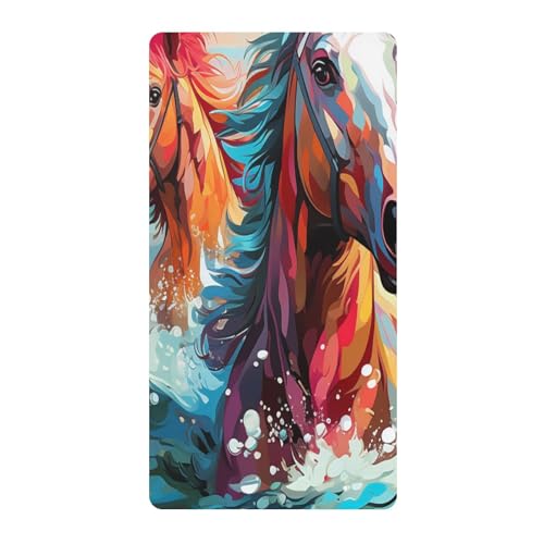 Caballos Coloridos Acuarela Arte Sábana de Cuna para Niños Pequeños,Sábanas de Algodón Suave para Bebés Aptas para Colchón Corralito