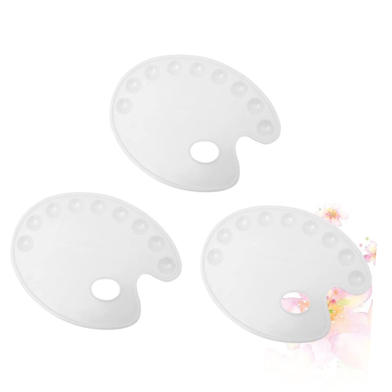 ERINGOGO 3pcs Mixing Board Plastic Tray Art Paint Plate 9-Hole Hand Grip for Acrylic/Watercolor/Oil Paints Portable for Artists Students