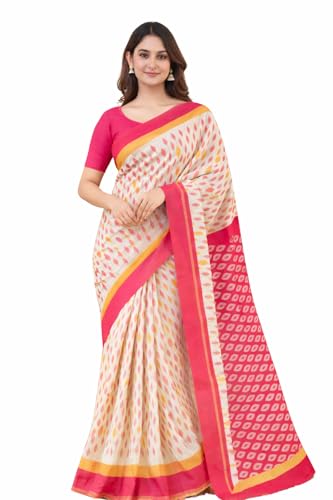 Image of Jack & Jini Women's Floral Print Pure Georgette Saree with Blouse Piece | Soft Casual & Festive Drape | Gift for Mother, Wife.