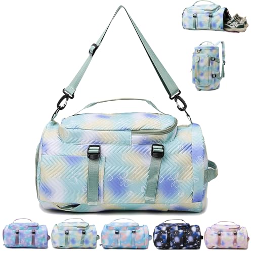 AUNGKWANG Yogatasche Groß, Sporttasche Mädchen, Wasserdicht Turnbeutel, Reisetasche Kinder, Gym Bag, Schwimmtasche, Sportrucksack, Trainingstasche mit Schuhfach & Nassfach (Grün)