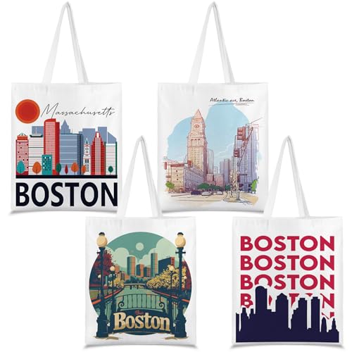 Paterr 4 Pcs Boston Souvenirs Gifts Boston Tote Bag