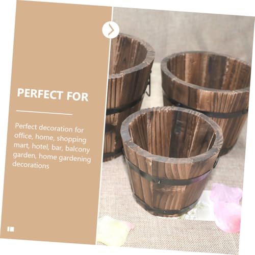 Pot en bois carbonisé DOITOOL, poterie décorative rustique et durable - 6