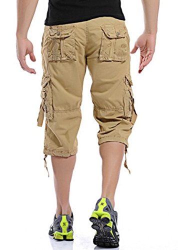Men's Relaxed Fit Cargo Shorts Khaki 36 #TOP1