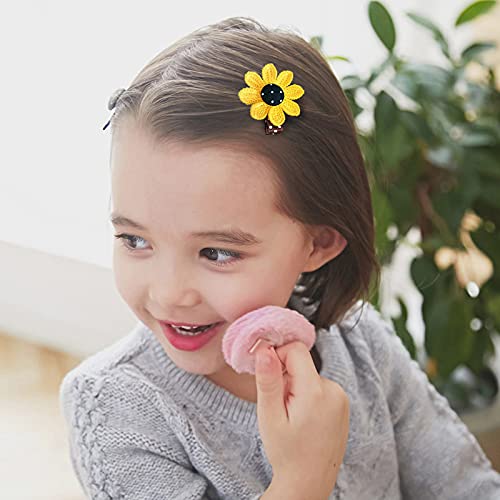 Sunflower Hair Rubber Bands Hair Clip Set, Girls Sunflower Hair Rubber Bands For Kids Flower Alligator Hair Clips Mini Rubber Bands For Hair #TOP2