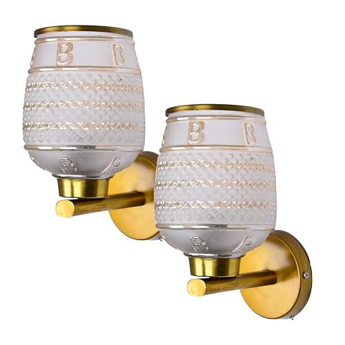 Image of BENE Fern Wooden Indoor Modern Wall Light, E-27 Base Wall Lamp for Home Decor - Living Room, Bedroom, Dining, Hallway, Staircase, 13 cm (Wood, Pack of 2)