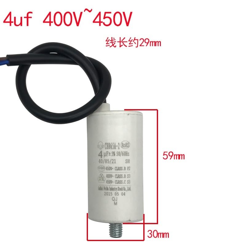 Réfrigérateur congélateur CBB65A-2 non polaire 1.5UF 2.5uF 3UF 4UF 5UF 6UF AC 450V 5%, condensateur de fonctionnement du moteur blanc(2.5UF)