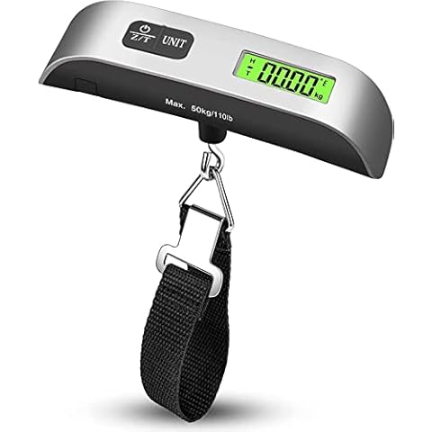 ROTOPATA Travel Luggage Weight Scale with Hook, Portable Hand Digital Scale for Suitcase Bag Baggage with Backlit LCD Display, Temperature Sensor, Pesas para Maletas de Viaje(Silver Black) Cover