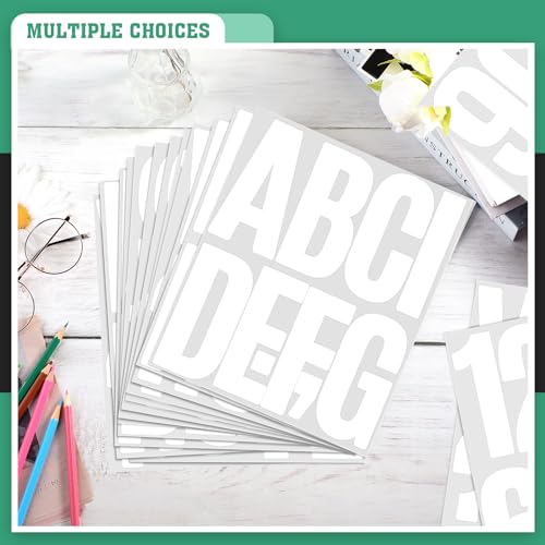 Image of Qilery 32 Sheets 5 Inch Letter and Number Stickers Self Adhesive Vinyl Letters Alphabet Stickers Big Font Letters Number Tags for School Classroom Home Mailbox Decor (White)