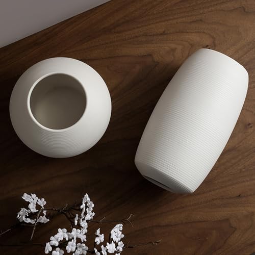 Vase Wabi-Sabi céramique blanche brossée grand format salon