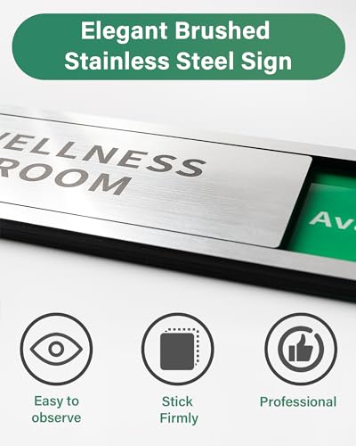 Conference Room Office Door Signs Do Not Disturb, In Use/Available Slider Sign for Home Office Wellness Conference Vacant Occupied Privacy Sliding Door Sign,Brushed Silver - Image 5