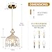JXJYHL Brass Vintage Glass Pendant Light Crystal Hanging Light Fixtures,Adjustable Height Single Head Pendant Lights for Dining Room Living Room Bedroom Hallway(2-Pack)