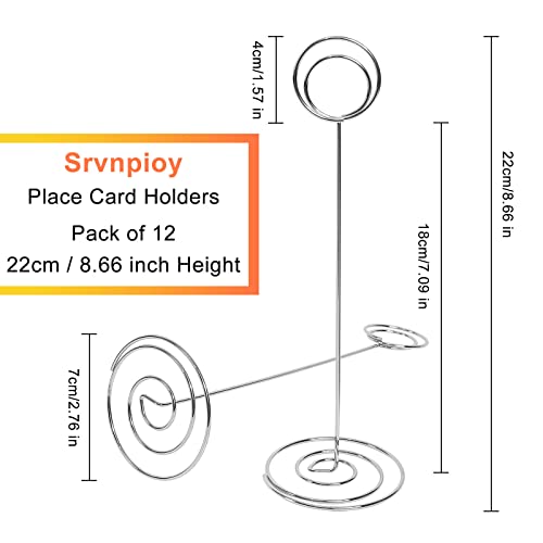 Srvnpioy 12Pcs Table Number Holders for Weddings Silver, 220mm Place Cards Holder for Tables Photo Picture Name Card Holders - Image 3