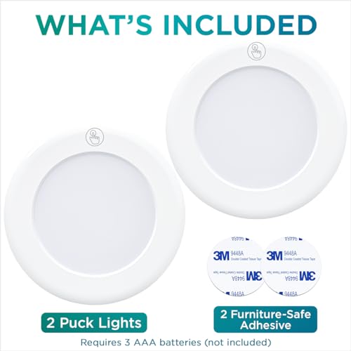 Brilliant Evolution BRRC113 Ultra Thin Wireless Led Touch Lights Stick On, 2Pk - Led Under Cabinet Lighting - Closet Lights - Puck Lights Battery Operated - Ander Counter Lights thumb #1