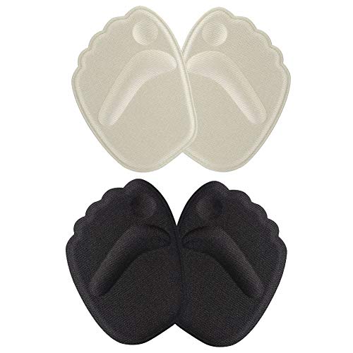 Almohadillas Metatarsales, 2 pares de Almohadillas de Gel Cojín de Pie de Tacón Alto Antideslizantes Rápido Alivio del Dolor Autoadhesivas para Mujeres (Color de Piel y Negro)