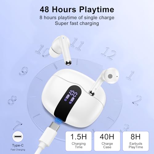 Image of Samsung Earbuds Wireless Ear Buds for Samsung Galaxy A17 A16 5G A36 S25 Ultra FE Edge A15 A35 A56 A26, Bluetooth 5.3 Headphones Bass Stereo in Ear Earphones with Mic, 48H LED Display Bluetooth Earbuds