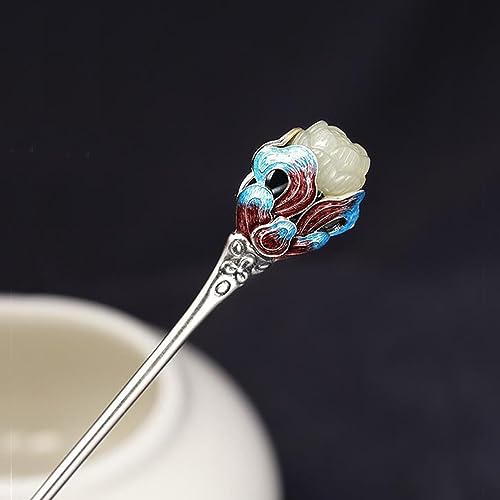 Horquilla de plata Hanfu para peinados recogidos en bodas y eventos de etiqueta