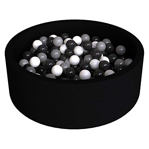 Image of Wonder Space Deluxe Kids Round Ball Pit, Premium Handmade Kiddie Balls Pool, Soft Indoor Outdoor Nursery Baby Playpen, Ideal Gift Play Toy for Children Toddler Infant Boys and Girls (Black)