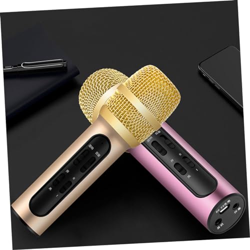 Microphone pour karaoké et studio avec accompagnement sonore doré