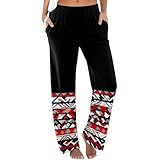 Pantalones bohemios para mujer, estilo palazzo, de cintura alta, pierna ancha, con bolsillos, para playa, vacaciones (2), Negro, XXL