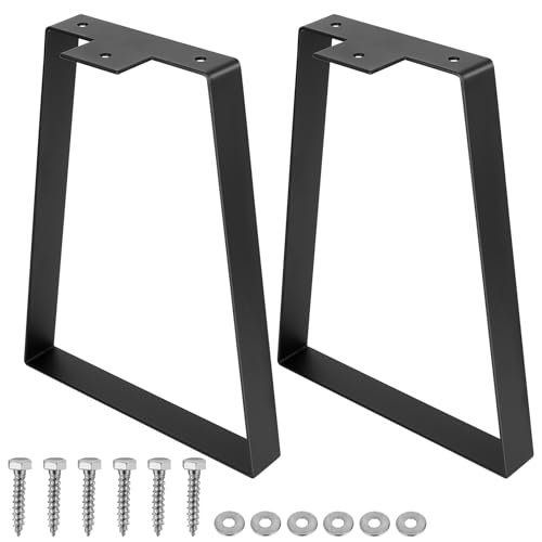 LiYiJiKeJi Pieds trapézoïdaux pour meubles en métal noir, 2 pièces, pour canapé, commode, armoire, chaise, divan, table de salle à manger, banc (15,2 cm) (35,7 cm)