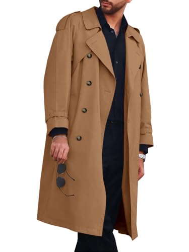 Runcati Men's Double Breasted Trench Coat