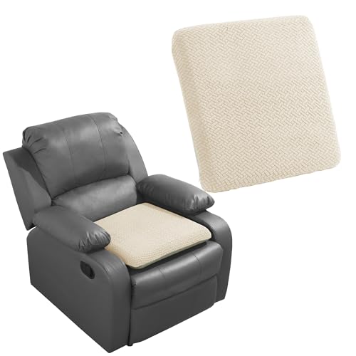 HOMBYS Tufted Furry Recliner Seat Cushion for Elderly Foam Curved Edge Large Square Seat Cushion for Recliner Chair, Floor Pillow, Office Chair, Car, No Pressure on Thighs(Beige)