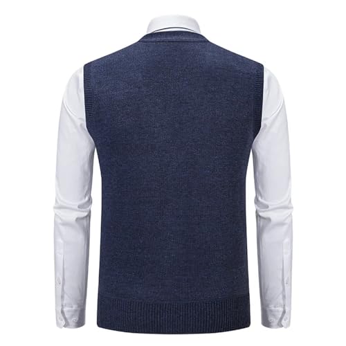 Bollrllr 2024 Winter Men's Knitted Sleeveless Sweater Vest Soft Casual V-Neck Warm Thickened Vest3