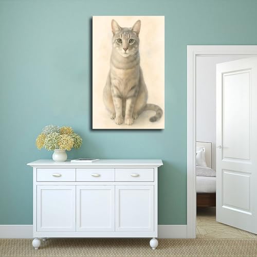 Poster chat tigré gris aquarelle : déco idéale de chambre - 4