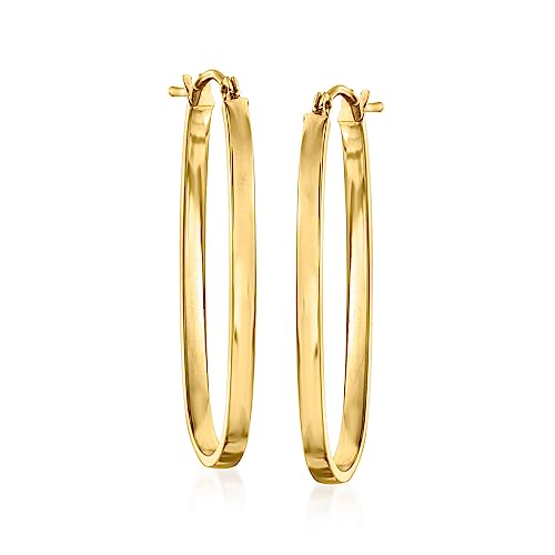 Ross-Simons Italian 14kt Yellow Gold Flat Oval Hoop Earrings3